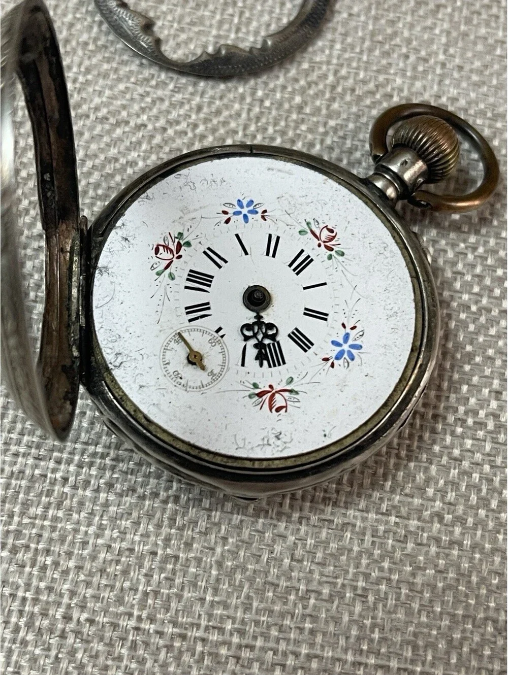Antique Cylindre 10 Rubis 800 SILVER Pocket Watch ( Parts/Repair )